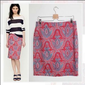 J CREW The Pencil Skirt Red/Blue Size 0